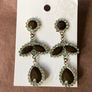 Black and Rhinestone 3 inch evening Earrings
